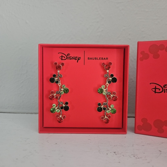 NWT Baublebar X Disney Mickey Mouse Faux Christmas String Lights Drop Earrings - Picture 3 of 3